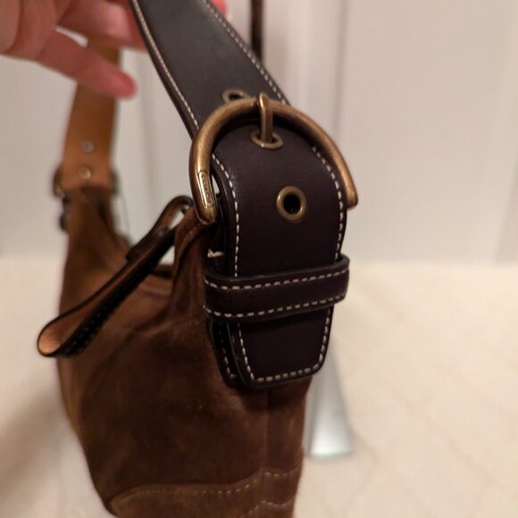 Rare Coach Handbag Brown Hobo Suede 9503 - Picture 5 of 11